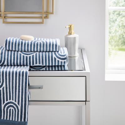 The Rug Seller Empire Geometric Cotton Towels by Helena Springfield in Blue&nbsp;50x90cm