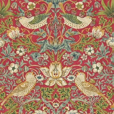 The Rug Seller Strawberry Thief Wallpaper 212563 by Morris & Co in Crimson Slate&nbsp;Roll