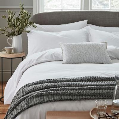The Rug Seller Calm Plain Cotton Bedding Duvet Cover and Pillowcase in White&nbsp;140x200cm