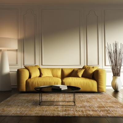 The Rug Seller Kuza Abstract Modern Distressed Rug in Gold&nbsp;120x170cm