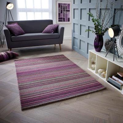 The Rug Seller Carter Modern Stripe Wool Rugs in Berry Purple&nbsp;120x170cm