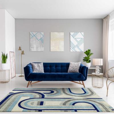 The Rug Seller Nova Retro Geometric Rugs NV30 in Blue