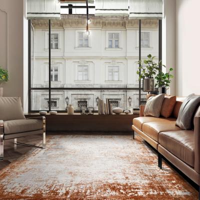 The Rug Seller Kuza Border Modern Distressed Rug in Terracotta Orange&nbsp;160x230cm