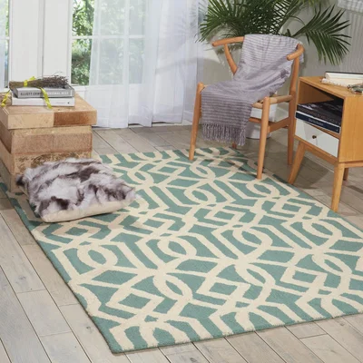 The Rug Seller Linear Rugs LIN05 in Aqua and Ivory