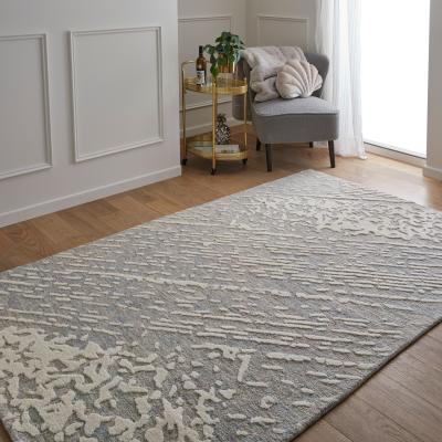The Rug Seller Hampton Tokyo Contemporary Abstract Wool Rug in Grey Ivory160x230cm