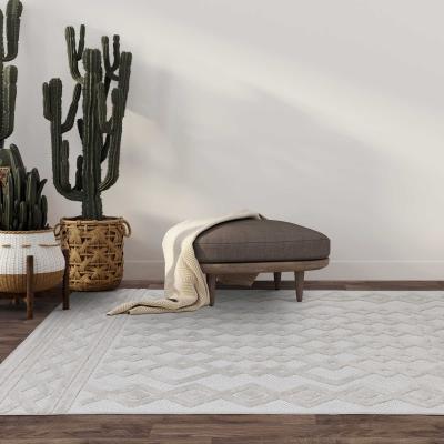 The Rug Seller Salta Links Geometric Outdoor Rugs in SA05 White