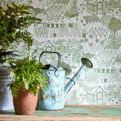 The Rug Seller The Allotment Wallpaper 216351 by Sanderson in Fennel Green&nbsp;Roll