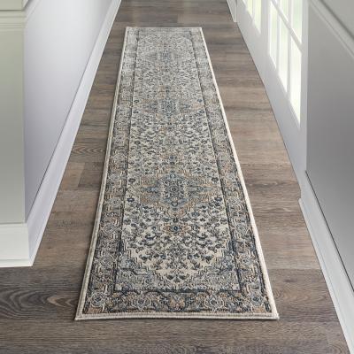The Rug Seller Quarry QUA05 Traditional Distressed Runner Rugs in Ivory Grey66x305cm