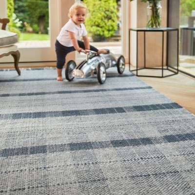 The Rug Seller Highland Check Tartan Recycled Rugs in Navy Blue