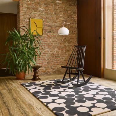 The Rug Seller Puzzle Flower Wool Rugs 060905 in Slate By Designer Orla Kiely