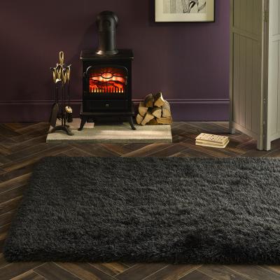 The Rug Seller Extravagance Shaggy Modern Plain Rugs in Grey&nbsp;80x150cm