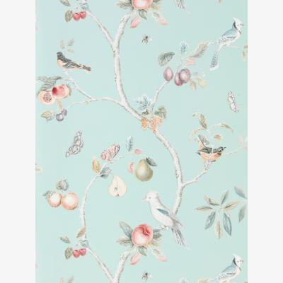 The Rug Seller Fruit Aviary Wallpaper 216312 by Sanderson in Duck Egg MultiRoll