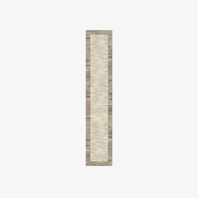The Rug Seller Mehari 23042 6878 Shaggy Bordered Runner Rugs in Beige