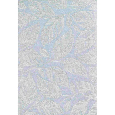The Rug Seller Newquay Leaf Flatweave Outdoor Rugs 96014 5009 Blue