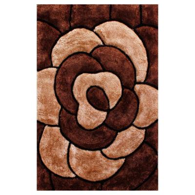 The Rug Seller 3D Rose Rugs in Chocolate