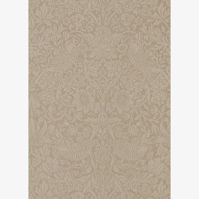 The Rug Seller Pure Strawberry Thief Wallpaper 216019 by Morris & Co in Taupe Gilver&nbsp;Roll