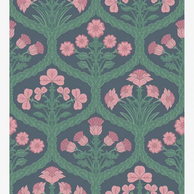 The Rug Seller Floral Kingdom Wallpaper 116 3010 by Cole & Son in Rose and Forest GreenRoll