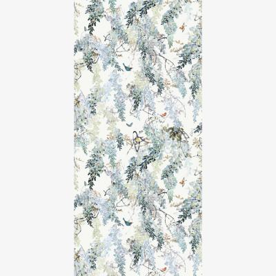 The Rug Seller Wisteria Falls Wallpaper Panel B 216299 by Sanderson in Aqua Blue&nbsp;Roll