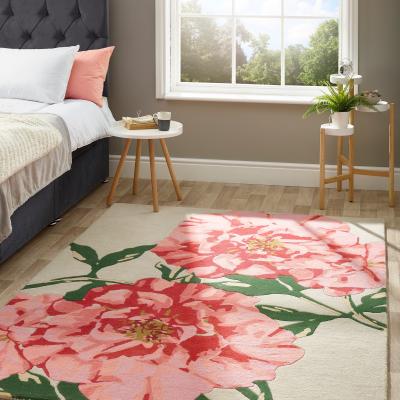 The Rug Seller Flowerburst Flowerpop Floral Wool Rugs in Pink