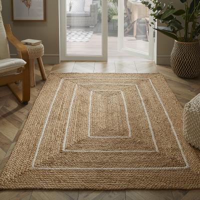 The Rug Seller Natural Border Prestbury Hand Braided Jute Rug in Natural&nbsp;120x170cm