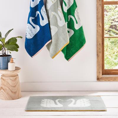 The Rug Seller Swim Swam Swan Bath Mat by Scion in Pebble Grey90x50cm