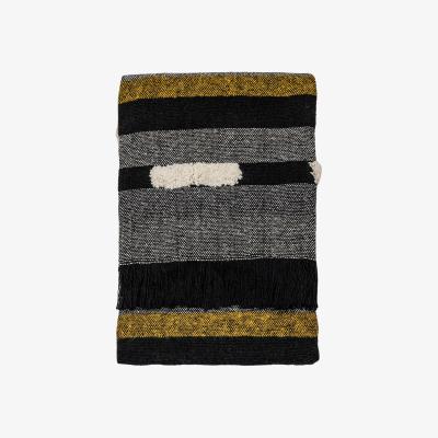 The Rug Seller Zyair Woven Textured Fringe Throw in Black&nbsp;130x170cm