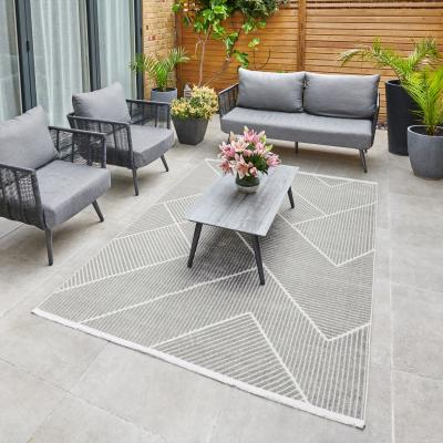 The Rug Seller Jazz Jaz17 Geometric Indoor Outdoor Rugs in Silver Grey