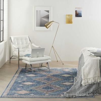 The Rug Seller Quarry QUA14 Traditional Distressed Rugs in Blue by Nourison