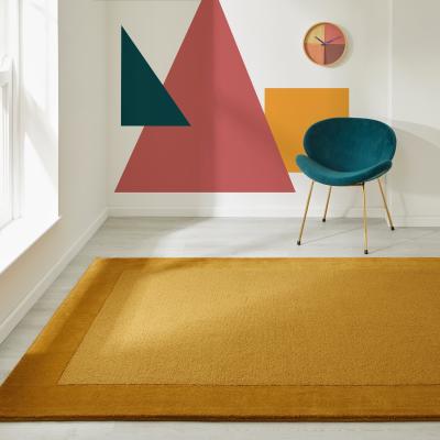 The Rug Seller Colours Bordered Wool Rug in Mustard Yellow120x170cm
