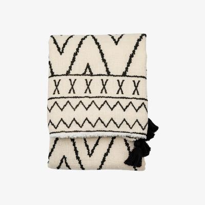The Rug Seller Abstract Cotton Sherpa Boho Throw in Natural&nbsp;130x170cm