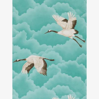 The Rug Seller Cranes in Flight Wallpaper 111234 by Harlequin in Marine Blue&nbsp;Roll