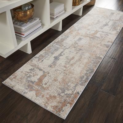 The Rug Seller Rustic Textures Abstract Rugs RUS06 in Beige Grey66x229cm