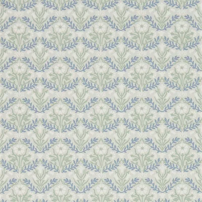 The Rug Seller Morris Bellflowers 216435 by Morris & Co in Grey Fennel White&nbsp;Roll