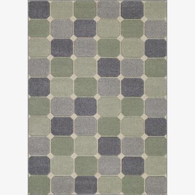 The Rug Seller Portland 172 G Geometric Block Rugs in Green Grey Cream