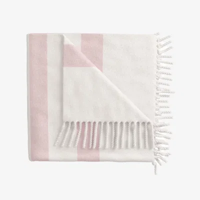 The Rug Seller Long Island Vermont Woven Throw by Helena Springfield in White & Pink&nbsp;130x150cm