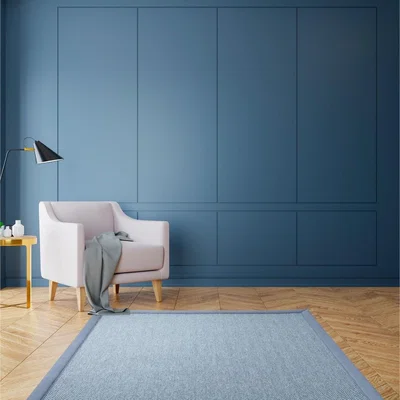 The Rug Seller FWC Herringbone Lunar Natural Fibre Sisal Rugs With Faux Suede Border