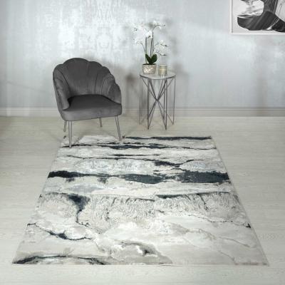 The Rug Seller Aurora Quartz AU05 Marble Rugs in Metallic Silver Grey