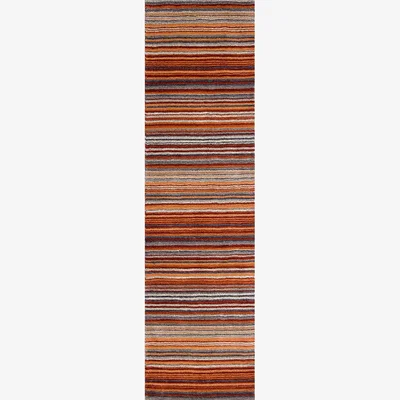 The Rug Seller Carter Modern Stripe Hallway Runner Rugs in Rust Orange&nbsp;60x230cm