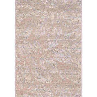 The Rug Seller Newquay Leaf Flatweave Outdoor Rugs 96014 8002 Coral
