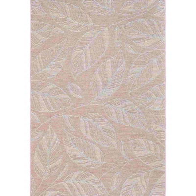 The Rug Seller Newquay Leaf Flatweave Outdoor Rugs 96014 8002 Coral
