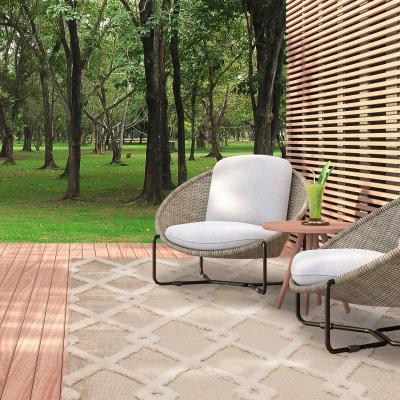 The Rug Seller Monty Diamond Geometric Outdoor Rugs in MN07 Beige Cream