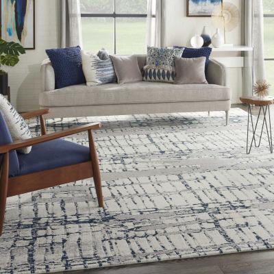 The Rug Seller Twilight Abstract Wool Rugs TWI10 in Ivory Blue