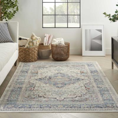 The Rug Seller Vintage Kashan Traditional Rugs VKA07 by Nourison in Ivory Blue