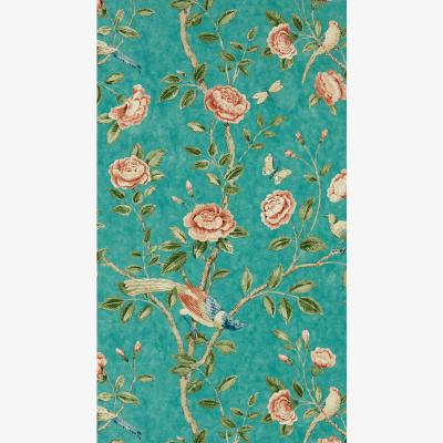 The Rug Seller Andhara Floral Wallpaper 216796 by Sanderson in Teal Turmeric&nbsp;Roll