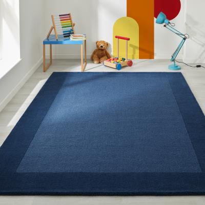 The Rug Seller Colours Bordered Wool Rug in Navy Blue120x170cm