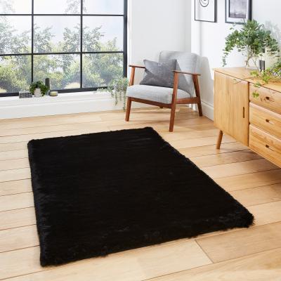 The Rug Seller Super Teddy Modern Shaggy Black Rug