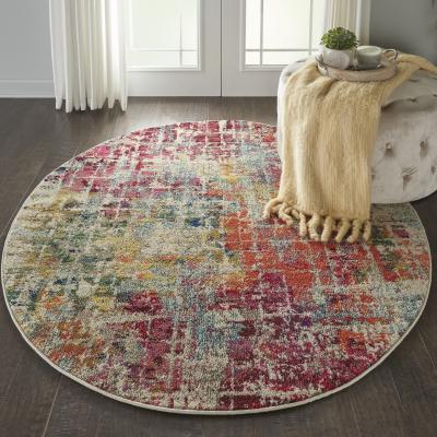 The Rug Seller Celestial Modern Abstract Circle Round Rugs CES13 PNMTC by Nourison&nbsp;160x160cm