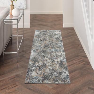 The Rug Seller Tangra TNR01 Runner Rug by Nourison in Grey Multicolour67x232cm