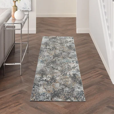 The Rug Seller Tangra TNR01 Runner Rug by Nourison in Grey Multicolour67x232cm