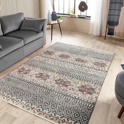 The Rug Seller Mandala Stripe Traditional Rugs in Grey